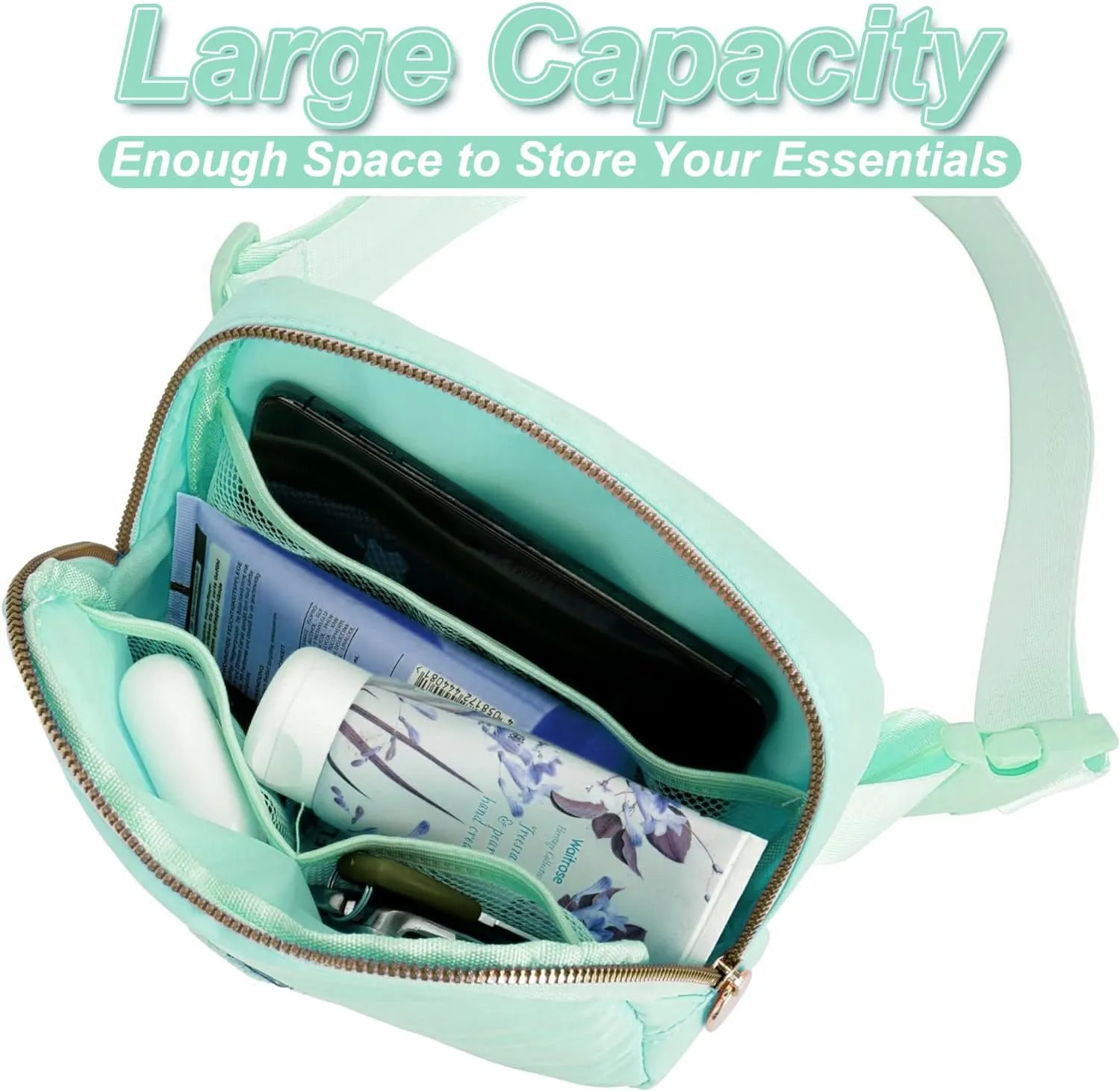 Belt Bag Fanny Pack Crossbody Bags with Initials Letter Patch Cute Stuff Birthday Gifts for Teenager Girls Trendy Stuff for Teens | Light Green,S