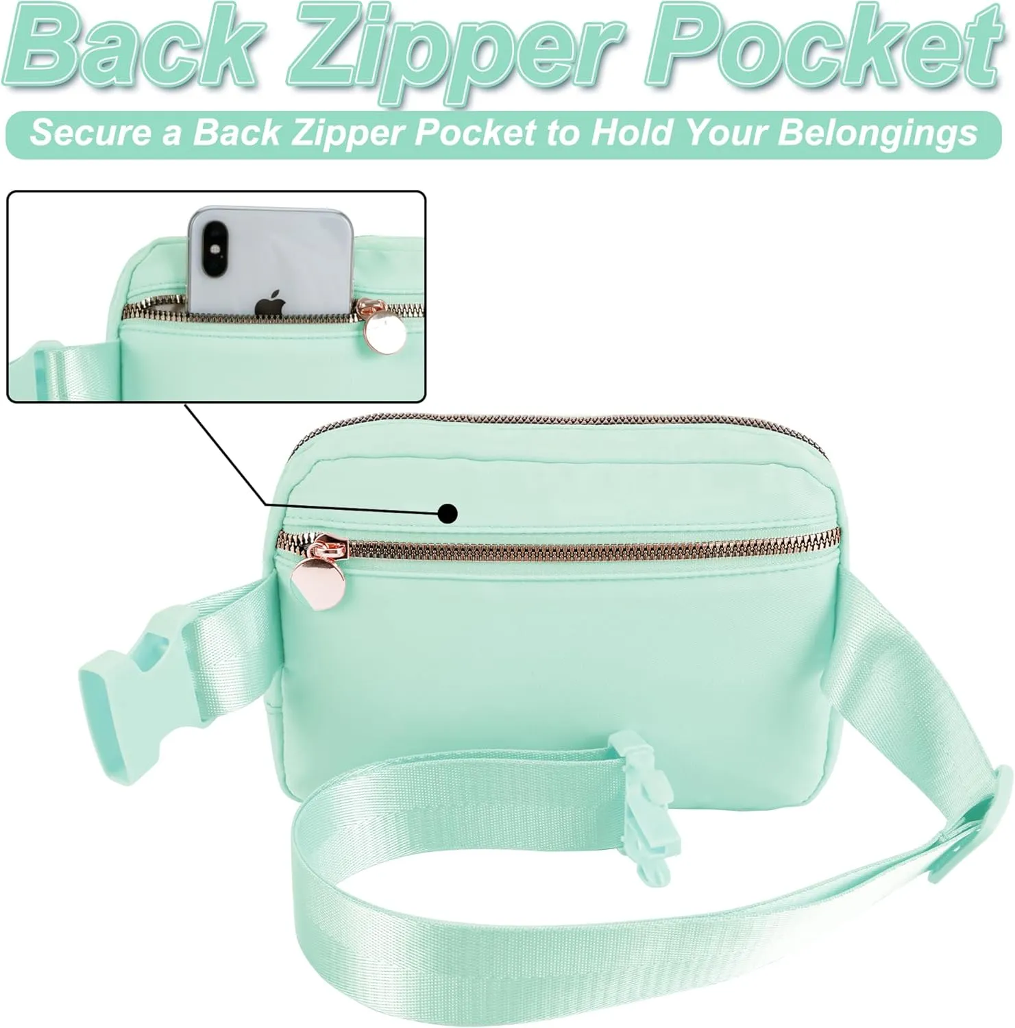 Belt Bag Fanny Pack Crossbody Bags with Initials Letter Patch Cute Stuff Birthday Gifts for Teenager Girls Trendy Stuff for Teens | Light Green,S