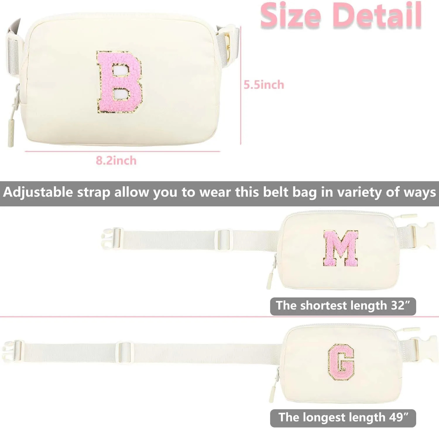 Belt Bag Fanny Pack for Teen Girl Women - Girls Initia Fanny Pack Ages 8-12 Teen Birthday Gifts Small Waist Packs Trendy Kids Fanny Pack S