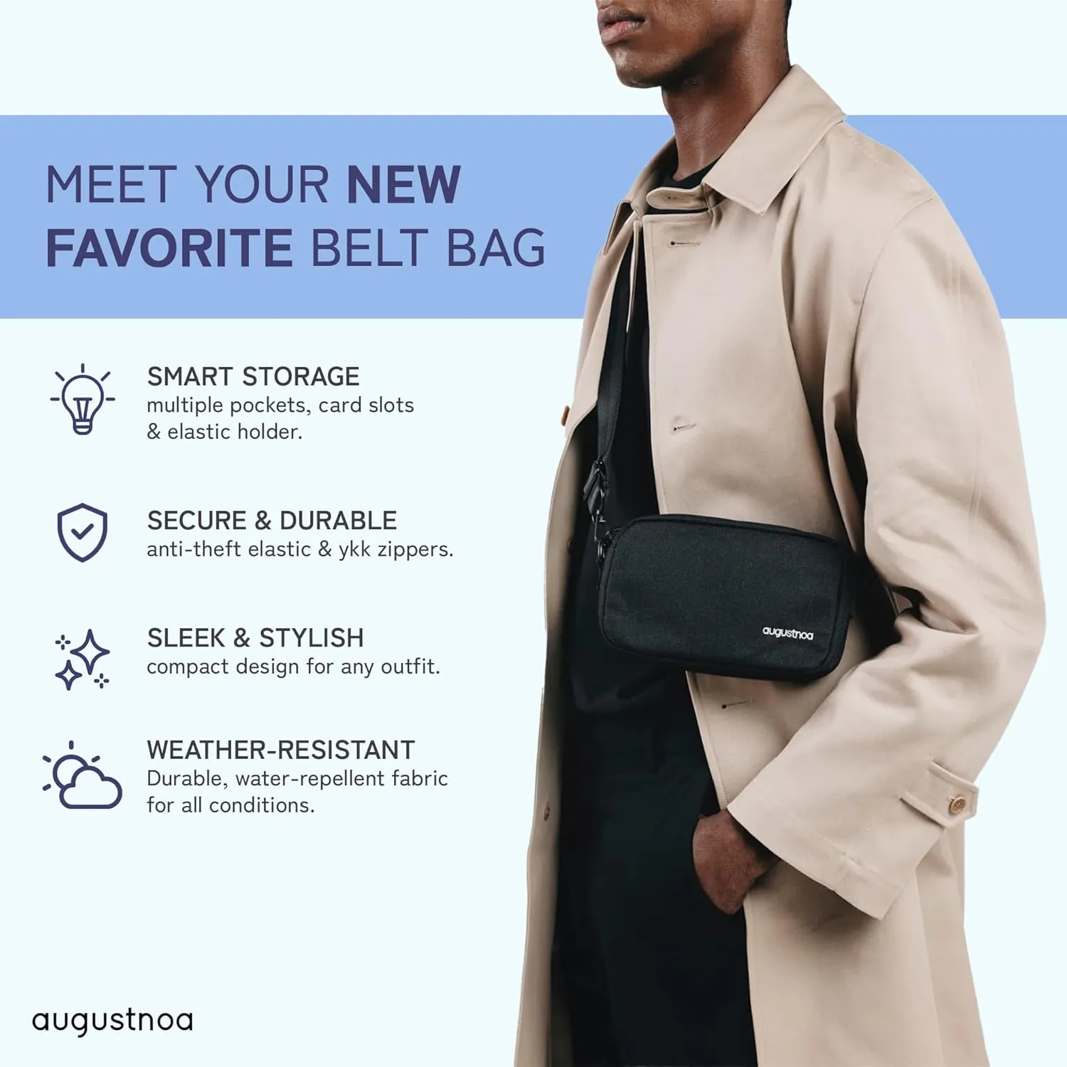 Belt Bag for Women & Men | Stylish Crossbody Fanny Pack with Adjustable Strap | Eco-Friendly Recycled Material | Compact & Lightweight with Secure Pockets | Perfect for Travel & Everyday Use