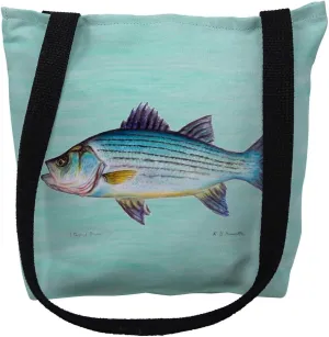 Betsy Drake Striped Bass on Aqua Medium Tote Bag 16x16