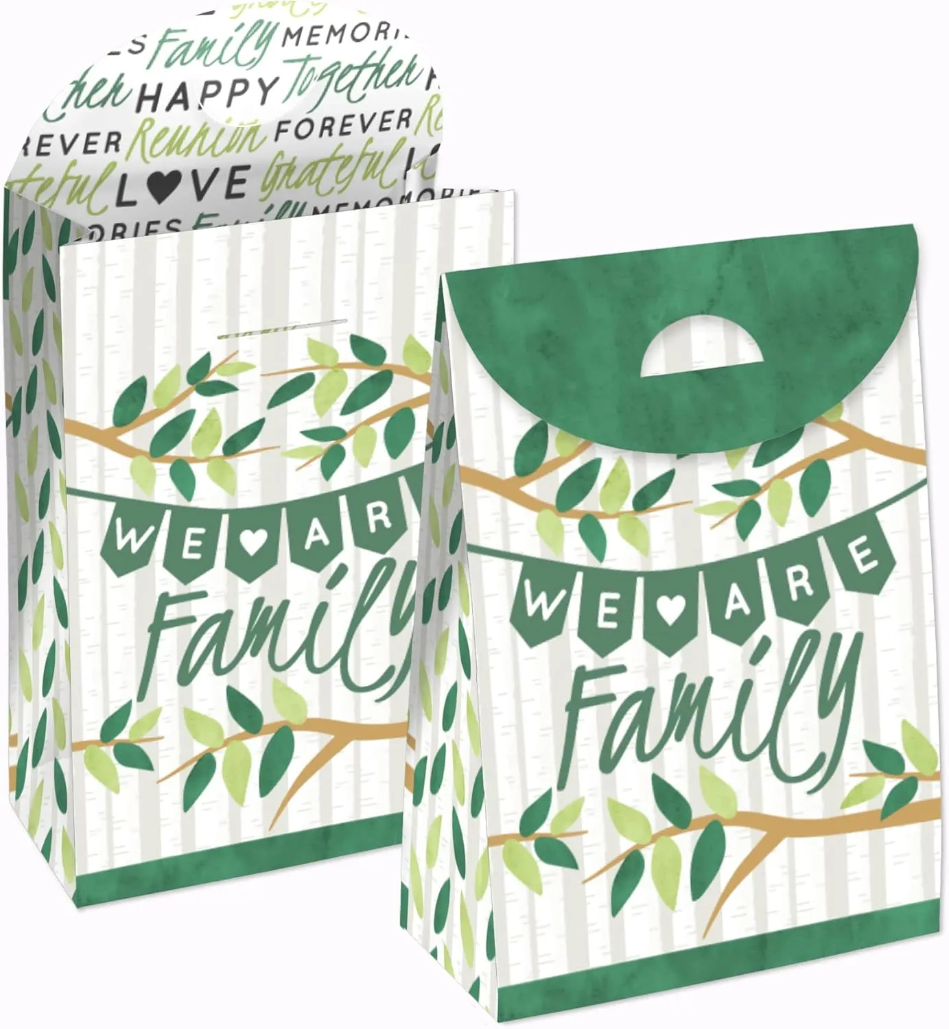 Big Dot of Happiness Family Tree Reunion - Family Gathering Gift Favor Bags - Party Goodie Boxes - Set of 12