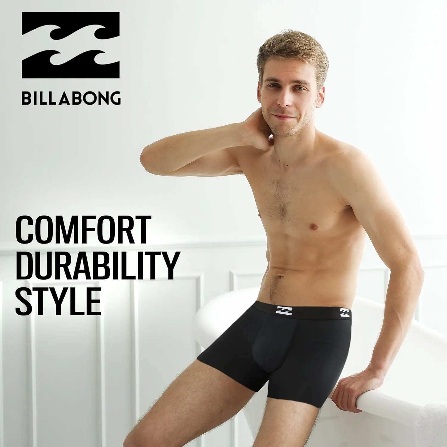 Billabong Mens Boxer Briefs 4 Pack Long Leg Performance Compression Shorts Mens Underwear 7.5” Inseam