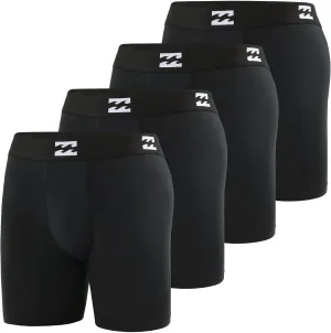 Billabong Mens Boxer Briefs 4 Pack Long Leg Performance Compression Shorts Mens Underwear 7.5” Inseam