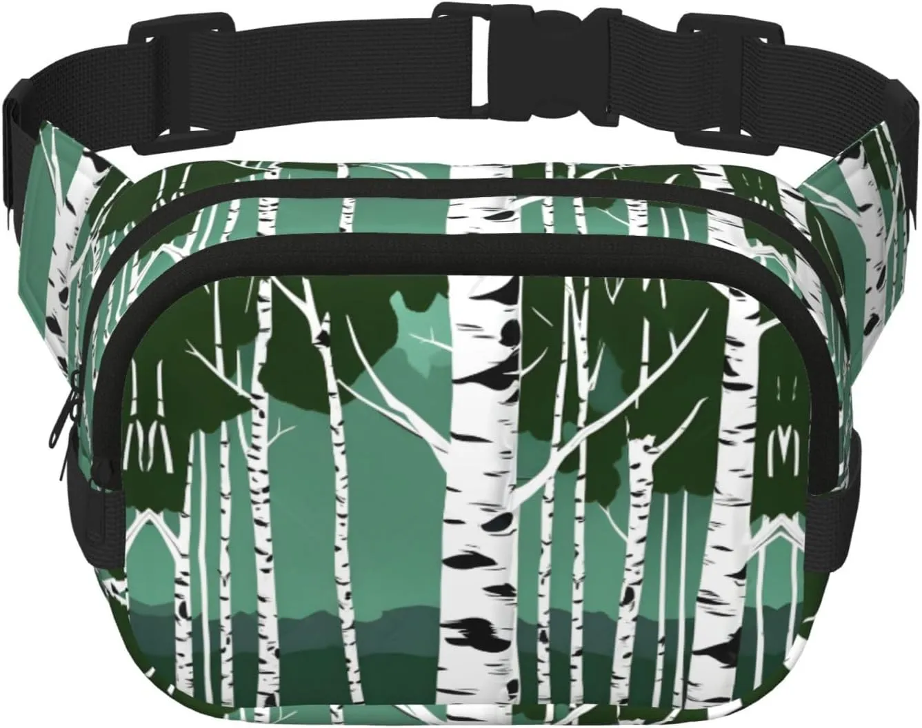 Birch Trees Print Waist Purse Square Double Layer Waist Bag Unisex Workout Crossbody Designer Bag
