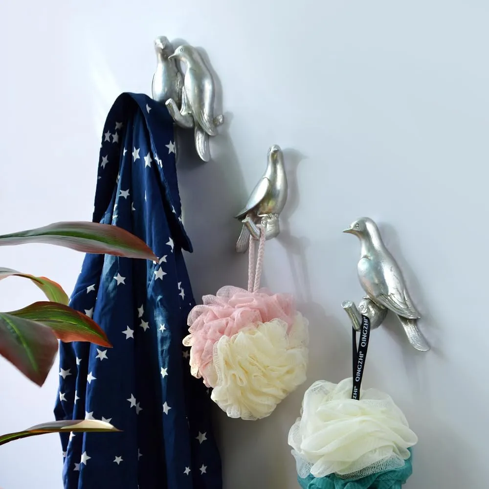 Bird Coat Hooks,Animal Wall Hook,Exquisite Decorative Wall Hooks for Hanging Hats Jacket Bags Closets Towels Keys Scarf Home Kitchen Wall Hangers Easy Installation Versatile (Golden, M)