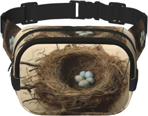 Birds Nest Fanny Pack For Women Waterproof Adjustable Belt Bags Waist Pack Fashion Casual Crossbody Bags Bum Bag For Running Workout Hiking Traveling