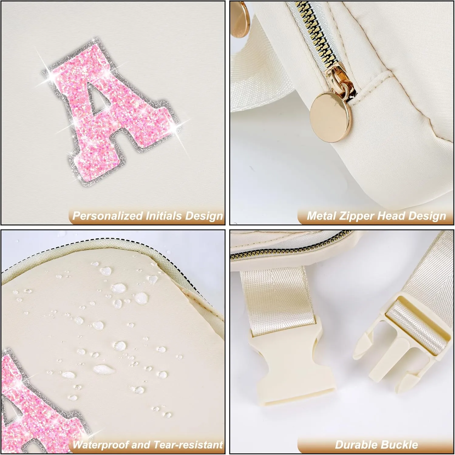 Birthday Gifts for 4 5 6 7 8 9 10 11 12 13 14 Year Old Girls - Fanny Pack Crossbody Bag Purse for Girls Kids Teens Daughter Sister,Personalized Belt Bag Cute Trendy Stuff | A,Cream Bag