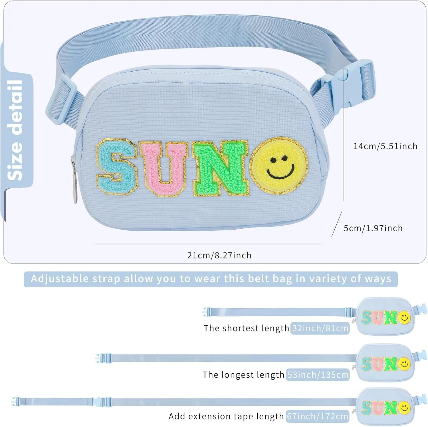 Birthday Gifts for 4 5 6 7 8 9 10 11 12 13 Year Old Girls,Easter Gifts for Teens Kids Daughter Sister Her,Letter Patch Fanny Pack Crossbody Bag Belt Bag Cute Trendy Stuff (Blue)