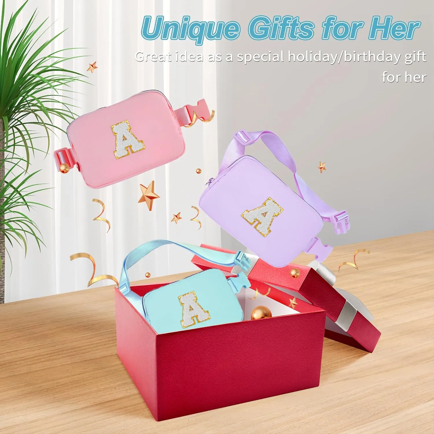 Birthday Gifts for 4 5 6 7 8 9 10 11 12 Year Old Girls,Gifts for Teens Kids Daughter Sister Her,Fanny Pack Belt Bag Crossbody Bags Cute Stuff for Girls Women Teen | Initial White S,Blue Bag