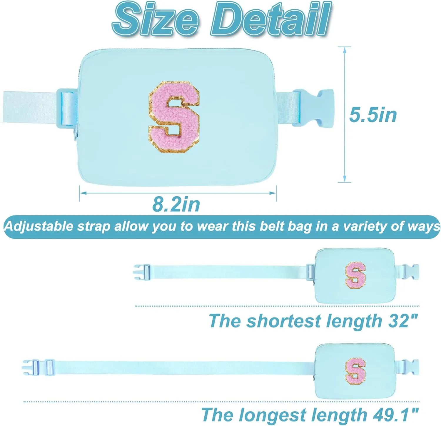 Birthday Gifts for 6 7 8 9 10 11 12 13 Year Old Girls,Belt Bag for Women Girls Fanny Pack Crossbody Bags for Kids,Fashion Waist Packs Cute Teen Trendy Stuff Travel Essentials | Blue,S