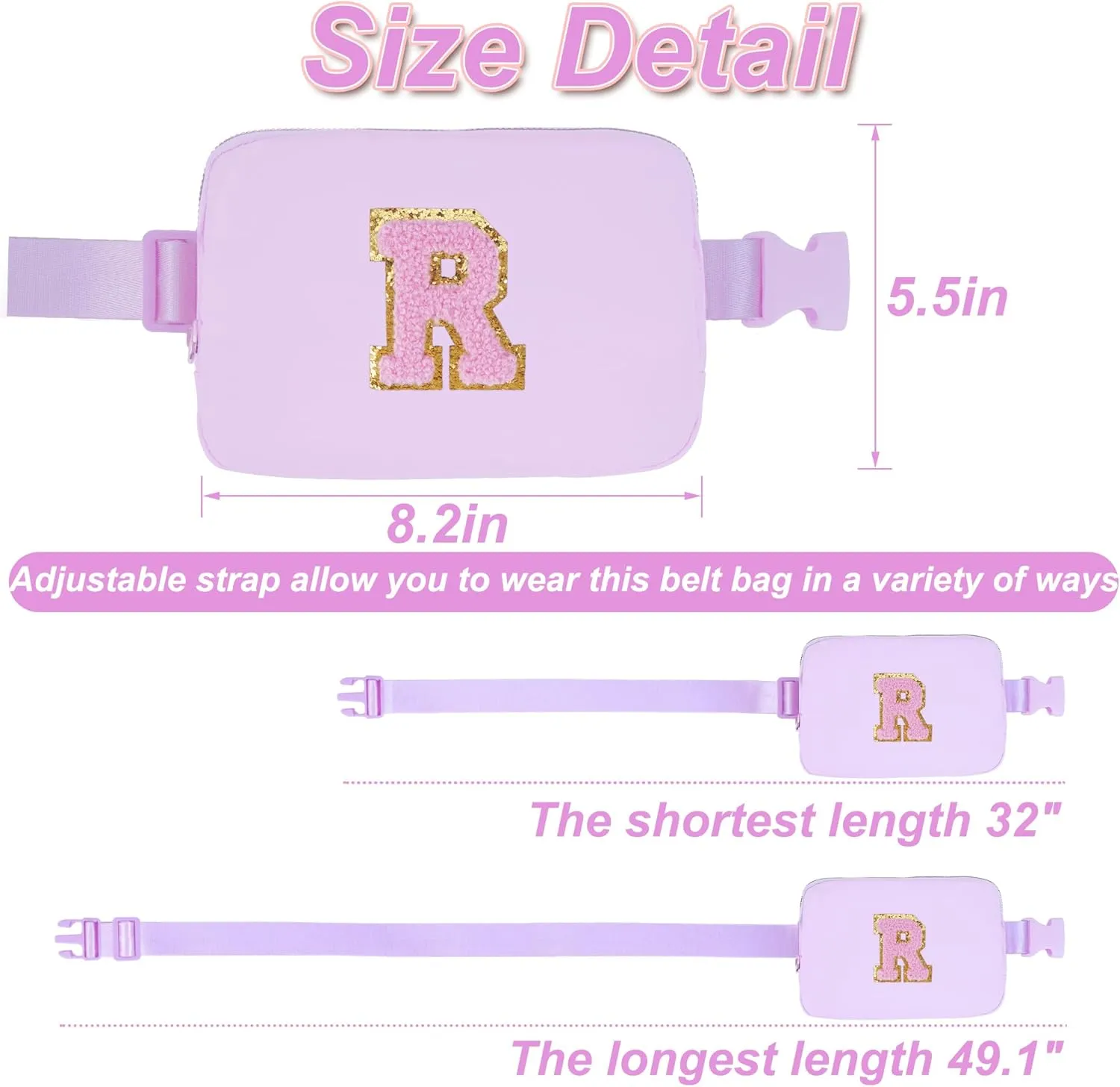 Birthday Gifts for 6 7 8 9 10 11 12 13 Year Old Girls,Fanny Pack Belt Bag Crossbody Bags for Women Girls Kids,Fashion Waist Packs Cute Teen Trendy Stuff Travel Essentials | Lavender,R