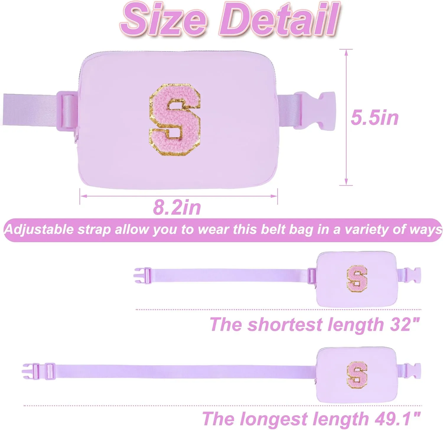 Birthday Gifts for 6 7 8 9 10 11 12 13 Year Old Girls,Fanny Pack Belt Bag Crossbody Bags for Women Girls Kids,Fashion Waist Packs Cute Teen Trendy Stuff Travel Essentials | Lavender,S
