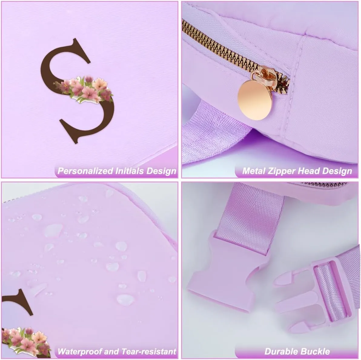 Birthday Gifts for 6 7 8 9 10 11 12 13 Year Old Girls,Fanny Pack Crossbody Bags for Women Girls Teens,Fashion Belt Bag Waist Packs Cute Trendy Stuff - Lavender Bag,Flower S