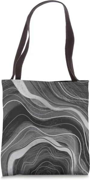 Black And White Striped Topography Abstract Waves Tote Bag