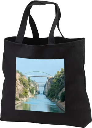 Black Tote Bag 14w x 14h x 3d - Bridge over Corinth Canal, Greece, Europe Bridges