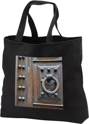 Black Tote Bag 14w x 14h x 3d - Italy, Florence, Door Knocker Architecture