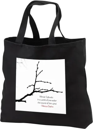 Black Tote Bag JUMBO 20w x 15h x 5d - Black tree branch, drops of rain water, winter wind solitude haiku Alexis Photography - Seasons Winter