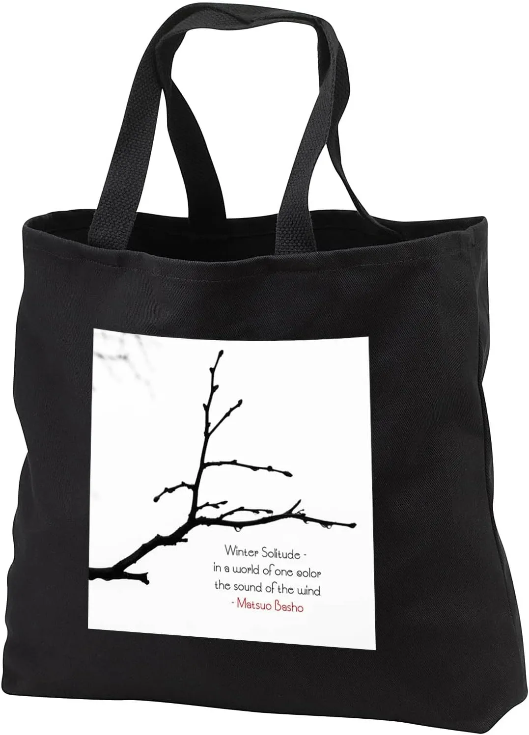 Black Tote Bag JUMBO 20w x 15h x 5d - Black tree branch, drops of rain water, winter wind solitude haiku Alexis Photography - Seasons Winter