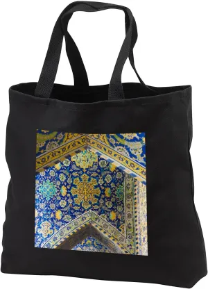 Black Tote Bag JUMBO 20w x 15h x 5d - Central Iran, Esfahan, Royal Mosque, Ornate Mosaics. Architecture