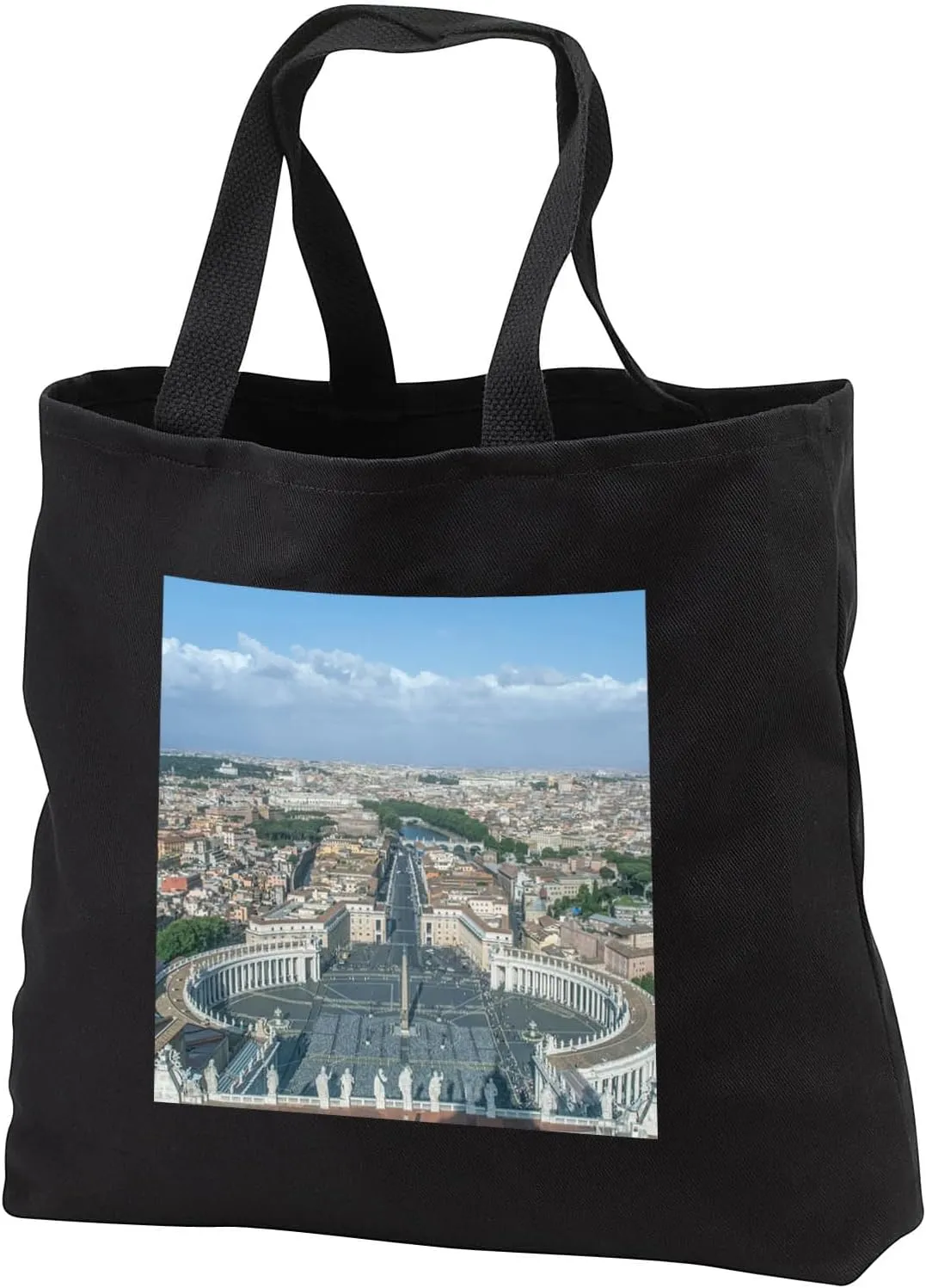 Black Tote Bag JUMBO 20w x 15h x 5d - Italy, Rome, Vatican City. Looking down on St. Peters Square. Cities