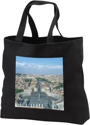 Black Tote Bag JUMBO 20w x 15h x 5d - Italy, Rome, Vatican City. Looking down on St. Peters Square. Cities
