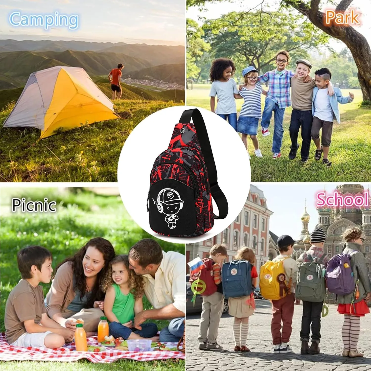 Bluboon Small Sling Bag Crossbody Bags Camouflage Fanny Packs Chest Bag Travel Chest Bag Gifts for Boys