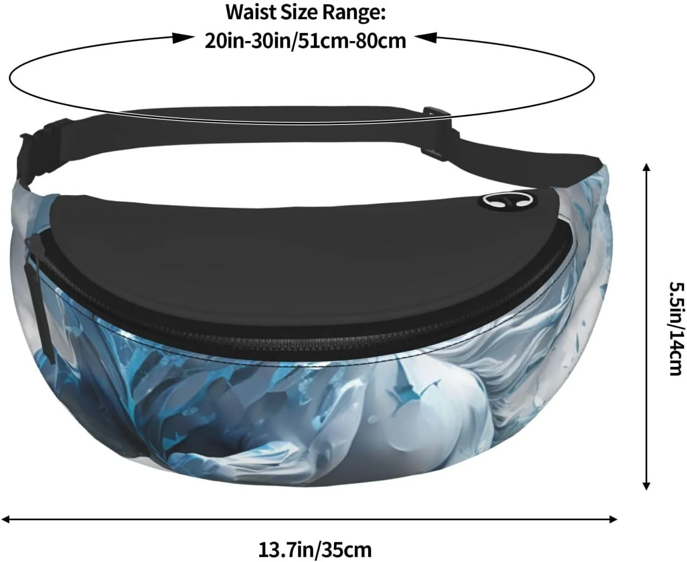 Blue Ice Horse Fanny Pack for Women Men Waist Bag Waterproof Belt Bag with Adjustable Strap