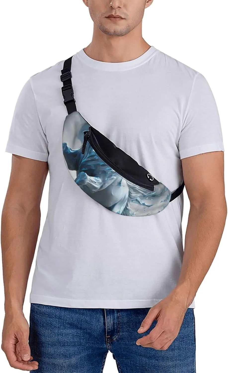 Blue Ice Horse Fanny Pack for Women Men Waist Bag Waterproof Belt Bag with Adjustable Strap