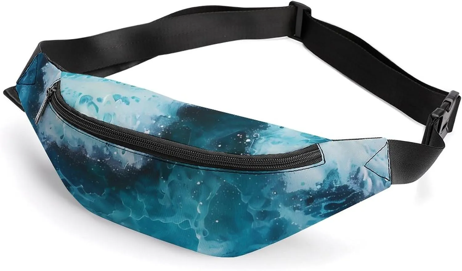 Blue Ocean Waves Crossbody Fanny Pack Waist Packs Adjustable Shoulder Bags Sling Bag for Hiking Running Cycling