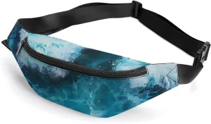 Blue Ocean Waves Crossbody Fanny Pack Waist Packs Adjustable Shoulder Bags Sling Bag for Hiking Running Cycling