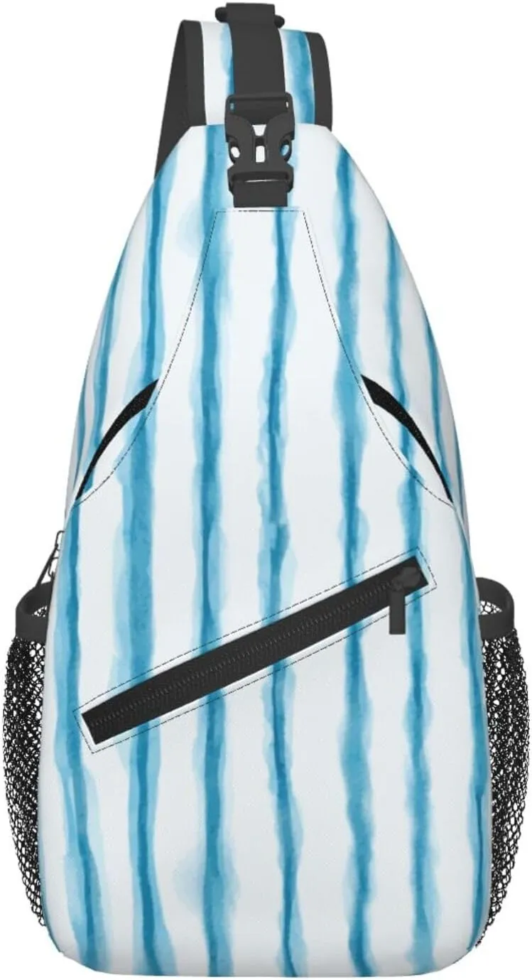 Blue Stripe Crossbody Sling Backpack Sling Bag Adjustable Chest Shoulder Daypack For Women Men