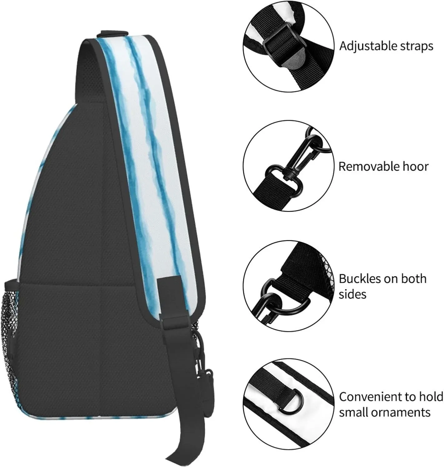 Blue Stripe Crossbody Sling Backpack Sling Bag Adjustable Chest Shoulder Daypack For Women Men
