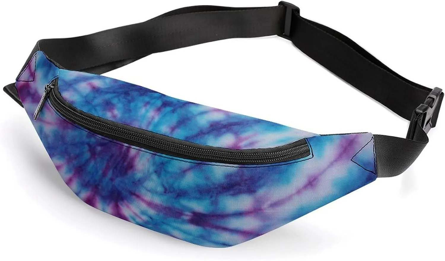 Blue Tie Dye Pattern Crossbody Fanny Pack Waist Packs Adjustable Shoulder Bags Sling Bag for Hiking Running Cycling