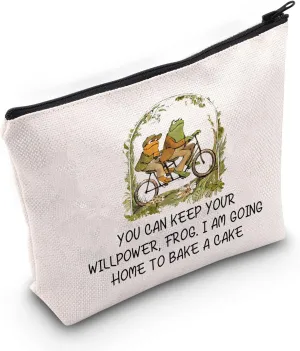 BLUPARK Frog & Toad Riding Inspired Makeup Bag - Funny Gift for Best Friends & Storybook Lovers