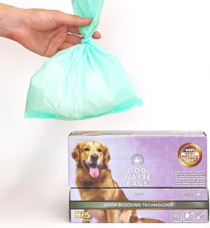 BOS Odor-Sealing Dog Poop Bags for Pet Waste - Disposal Doggy Bags - Scent & Smell Free (90Bags) [Size: M, Color: Light Mint Green]