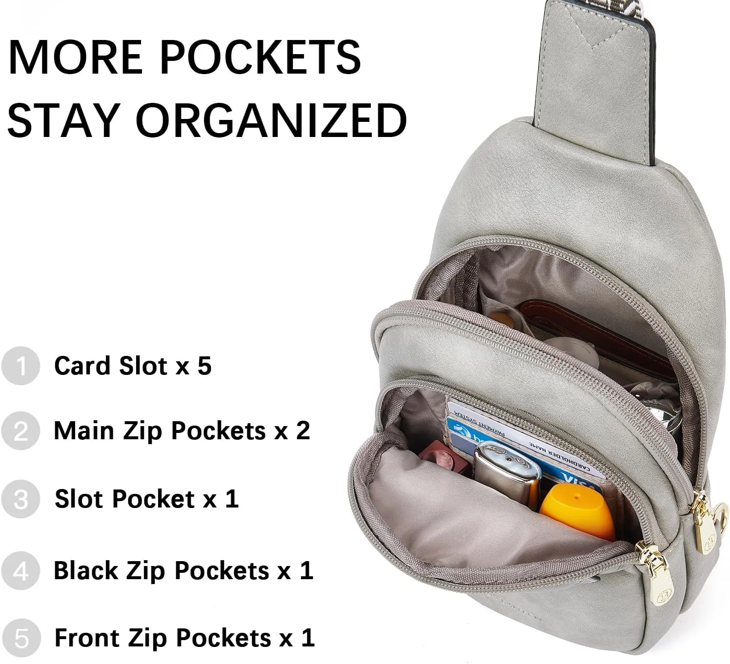 BOSTANTEN Small Sling Bag for Women Leather Crossbody Bags Fanny Pack Chest Bag for Travel