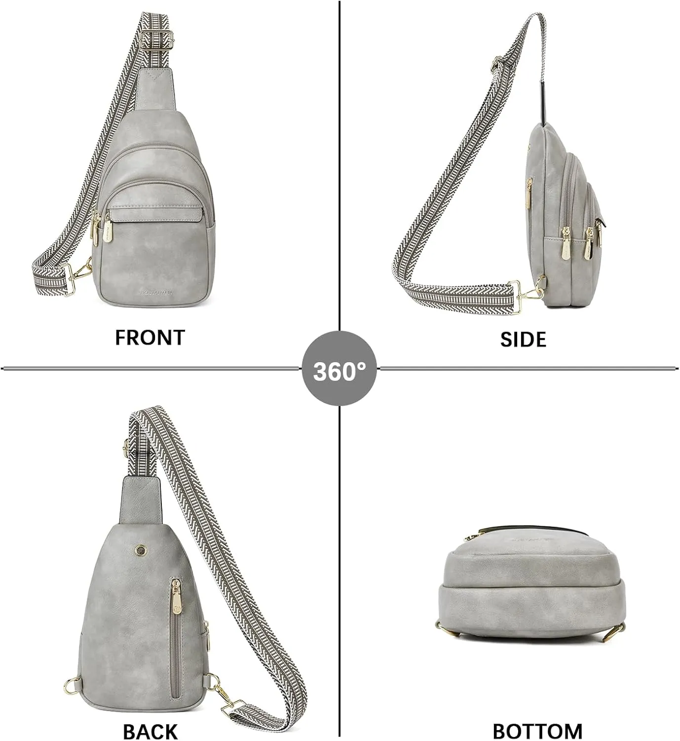 BOSTANTEN Small Sling Bag for Women Leather Crossbody Bags Fanny Pack Chest Bag for Travel