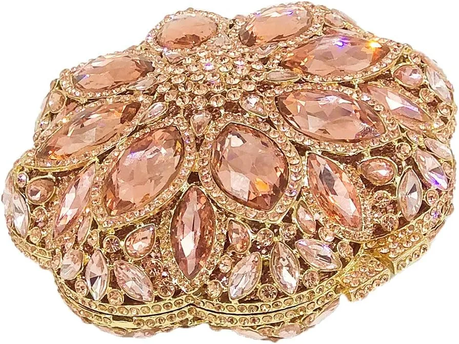 Boutique De FGG Elegant Round Crystal Clutch Evening Bags for Women Formal Party Handbags Bridal Wedding Purse