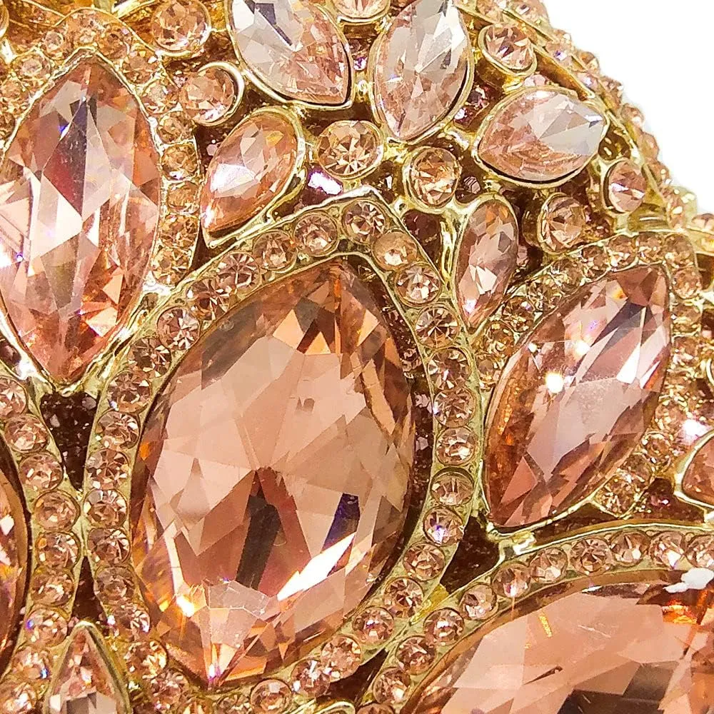 Boutique De FGG Elegant Round Crystal Clutch Evening Bags for Women Formal Party Handbags Bridal Wedding Purse
