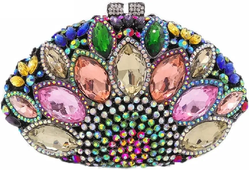Boutique De FGG Women Peacock Clutch Crystal Evening Bags Bridal Wedding Rhinestone Handbags Cocktail Purse
