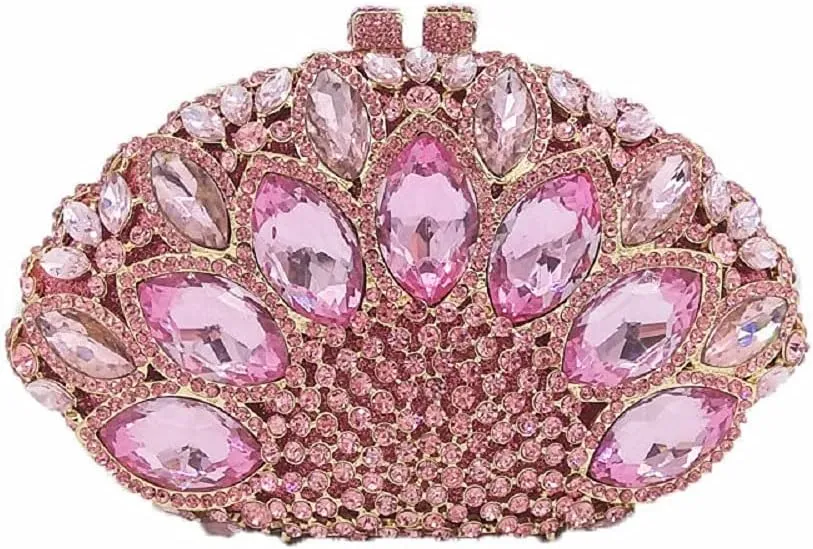 Boutique De FGG Women Peacock Clutch Crystal Evening Bags Bridal Wedding Rhinestone Handbags Cocktail Purse