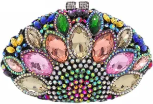Boutique De FGG Women Peacock Clutch Crystal Evening Bags Bridal Wedding Rhinestone Handbags Cocktail Purse