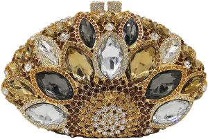 Boutique De FGG Women Peacock Clutch Crystal Evening Bags Bridal Wedding Rhinestone Handbags Cocktail Purse