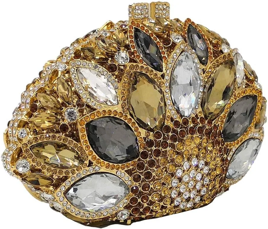 Boutique De FGG Women Peacock Clutch Crystal Evening Bags Bridal Wedding Rhinestone Handbags Cocktail Purse