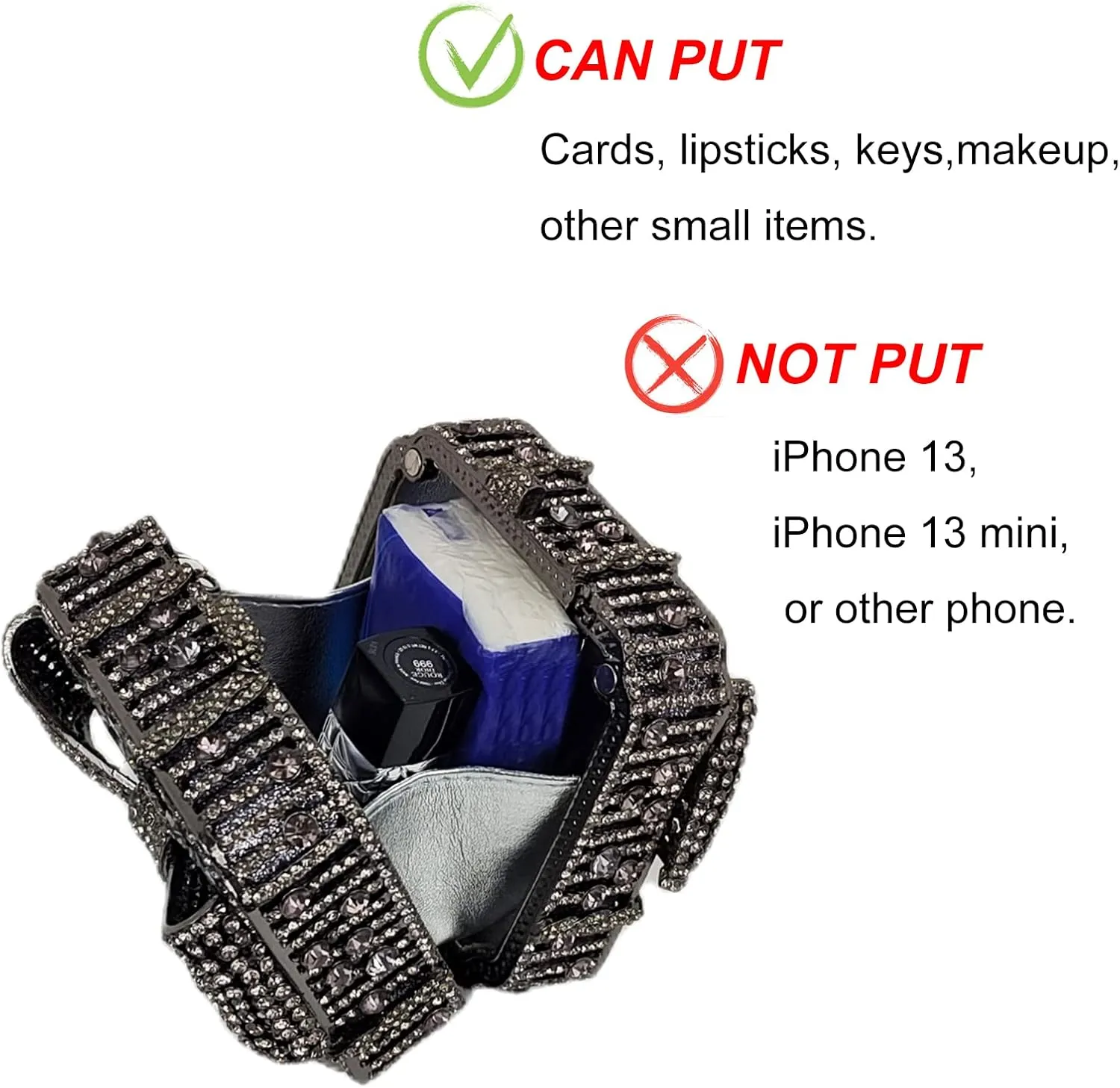Bowknot Cute Crystal Box Clutch Glitter Evening Bag Women Rhinestone Handbags Purses Party Wedding
