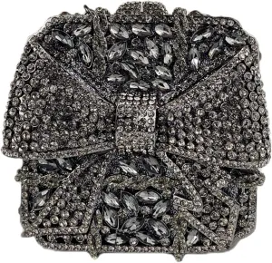Bowknot Cute Crystal Box Clutch Glitter Evening Bag Women Rhinestone Handbags Purses Party Wedding