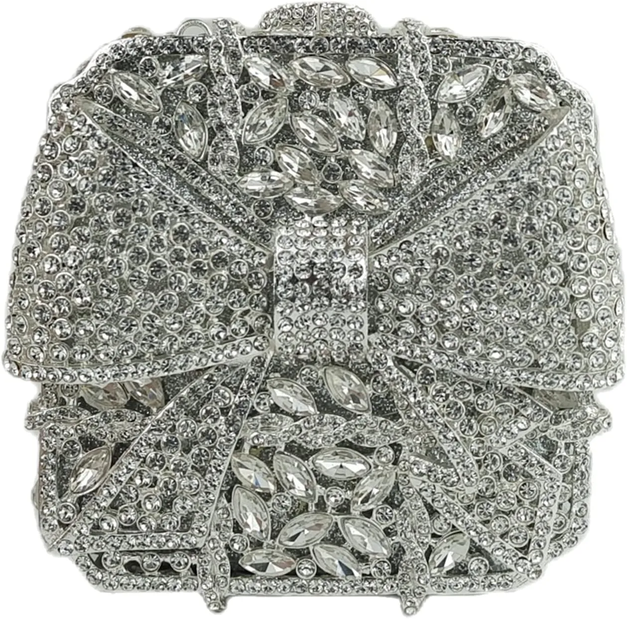 Bowknot Cute Crystal Box Clutch Glitter Evening Bag Women Rhinestone Handbags Purses Party Wedding