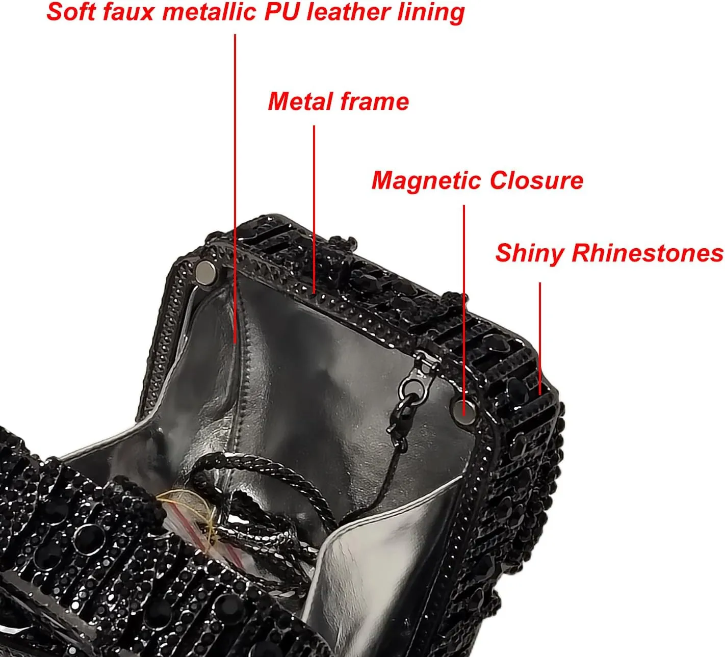 Bowknot Cute Crystal Box Clutch Glitter Evening Bag Women Rhinestone Handbags Purses Party Wedding