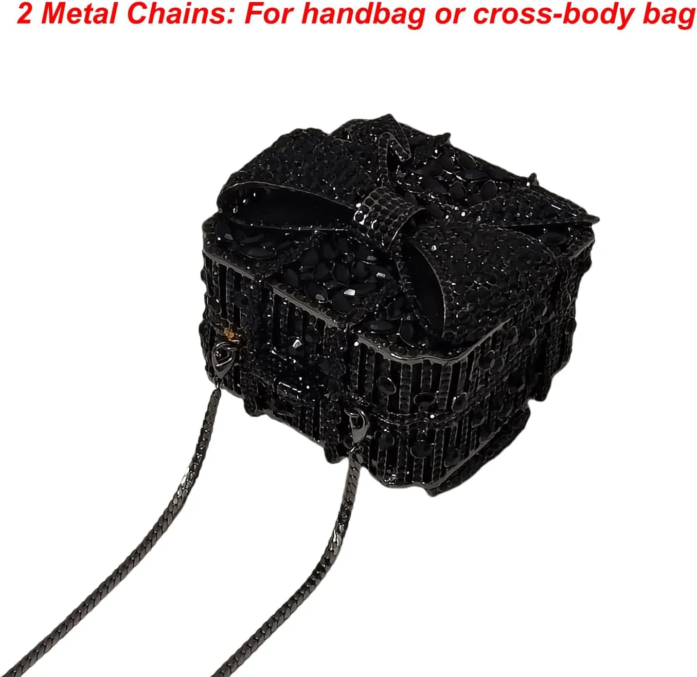Bowknot Cute Crystal Box Clutch Glitter Evening Bag Women Rhinestone Handbags Purses Party Wedding